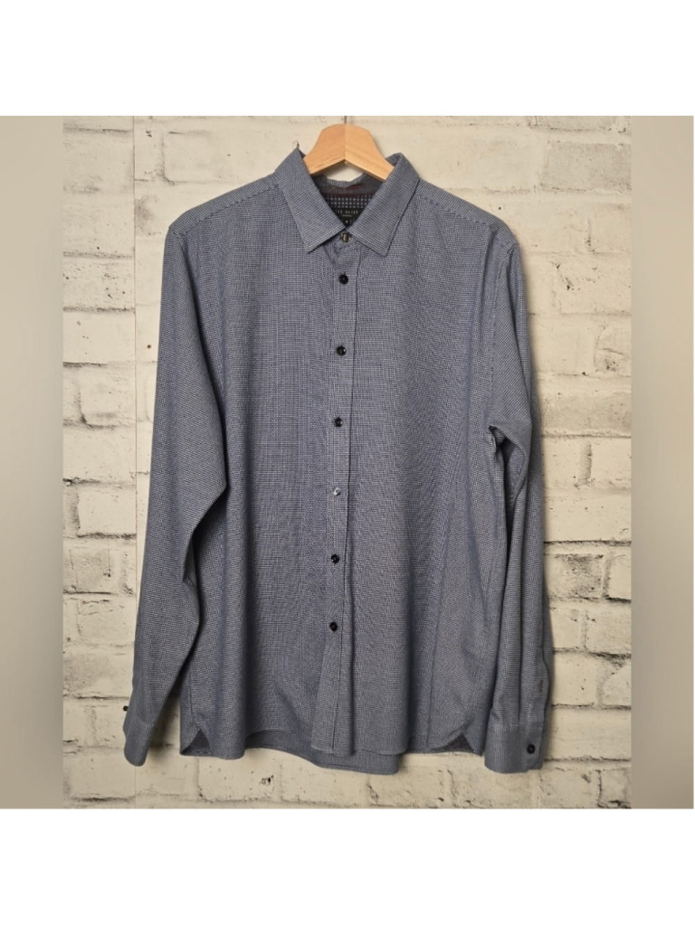 Ted Baker London Men’s Dress Shirt Size 6 XL Navy Microprint Stretch